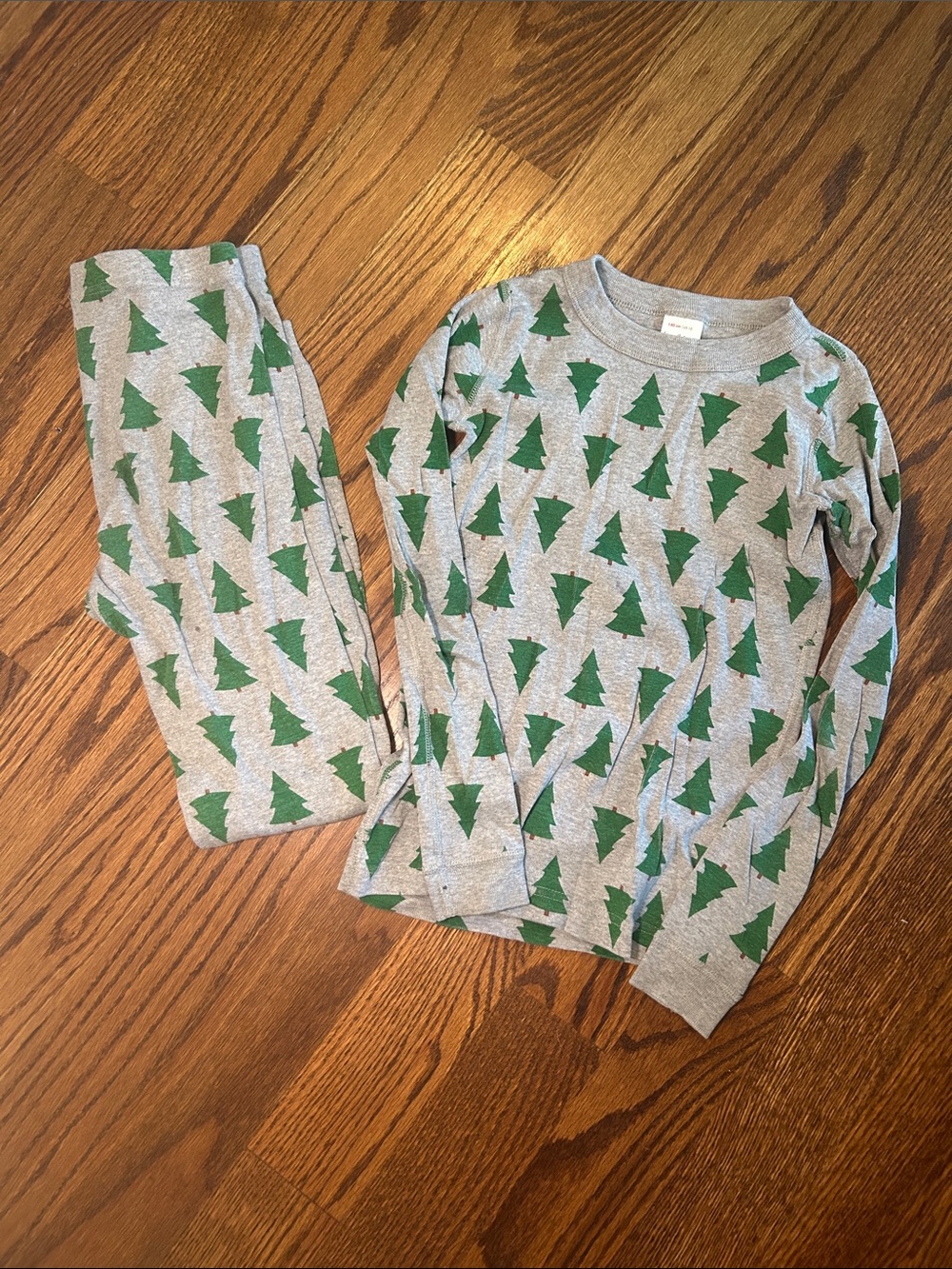 Hanna Andersson Gray and Green Tree Print Pajama Set- Size 10